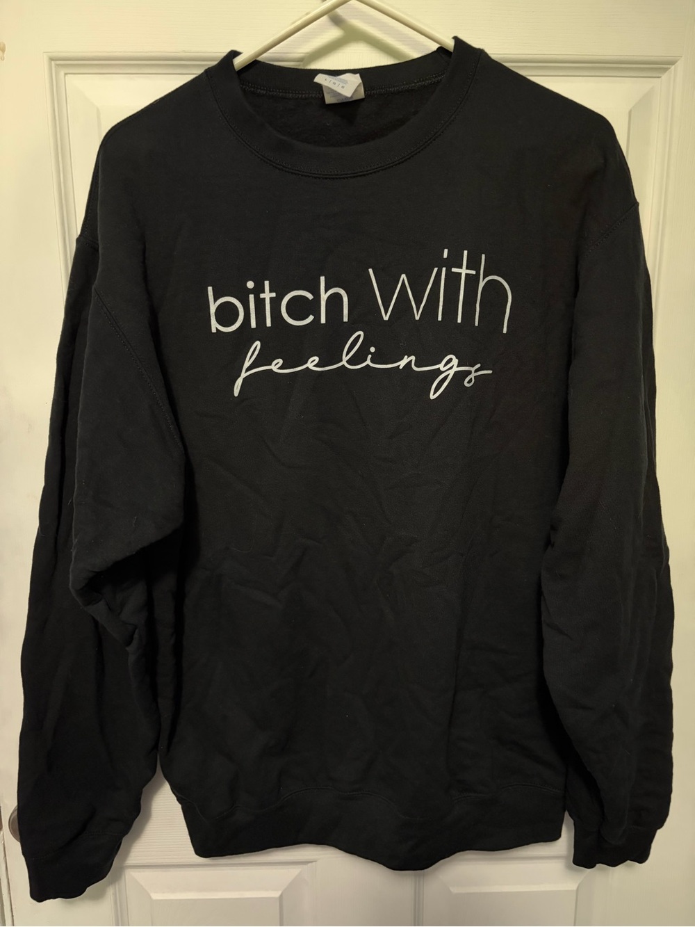 Black Graphic Crewneck Sweater - "B word with feelings" never worn large